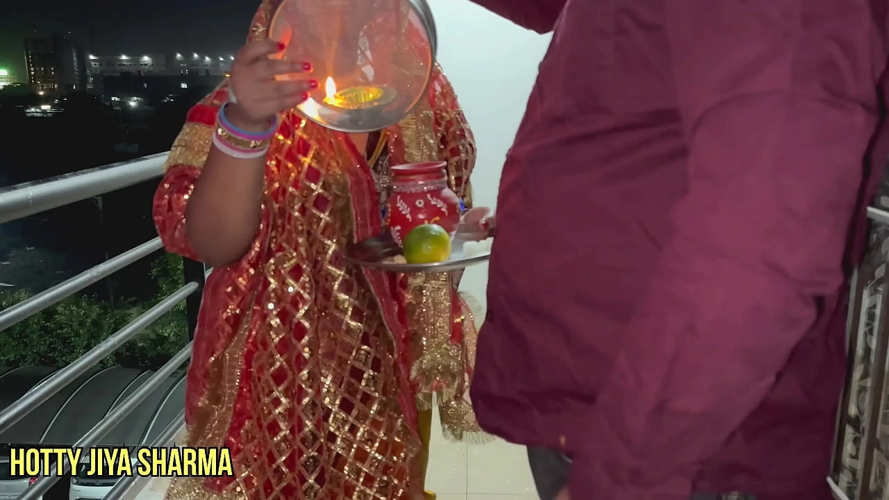 After breaking the fast on Karwa Chauth husband and wife s Chudai with dirty talk