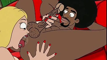 Black Plumber Fucks Married Housewife While Cuckold Husband Cooks BBQ Cartoon RimJob