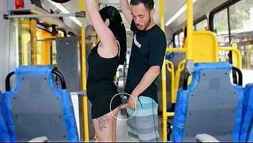 Brunette groping on the bus