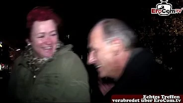 German ugly redheaded housewife from the street fucked by grandpa