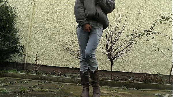 HD desperately waiting with full bladder jeans wetting
