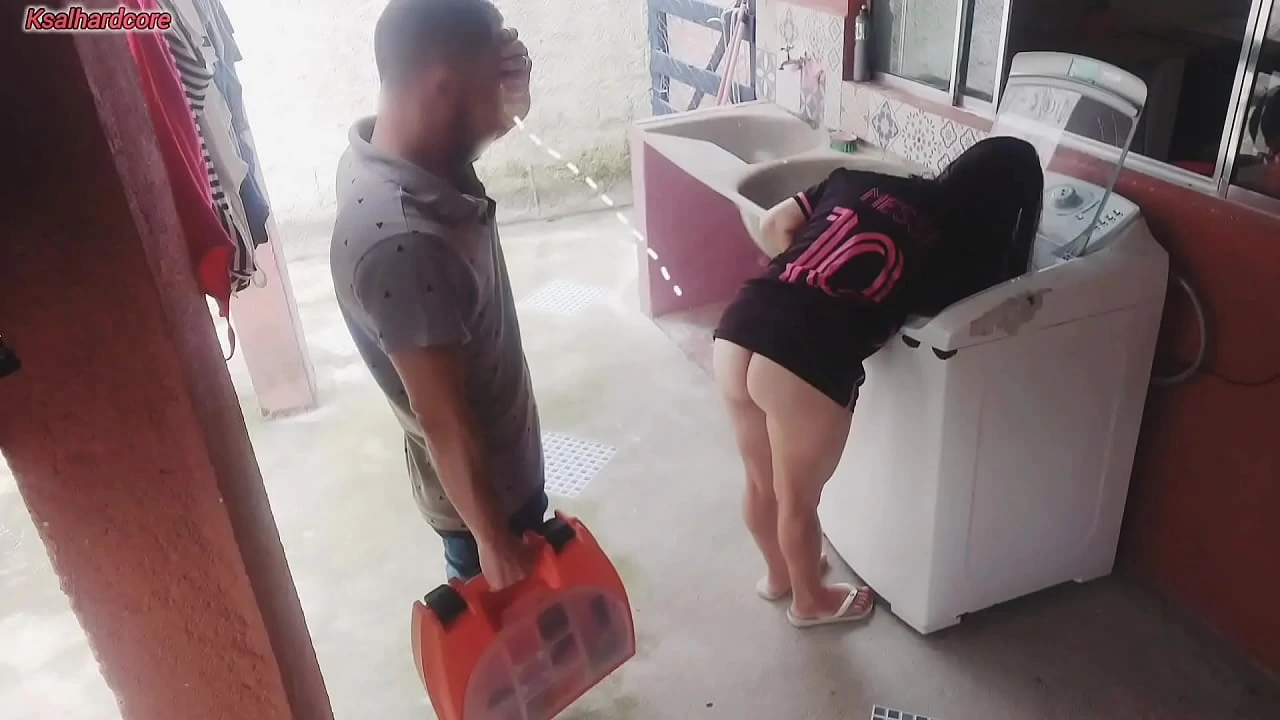Married housewife pays washing machine technician with her ass while cuckold is away