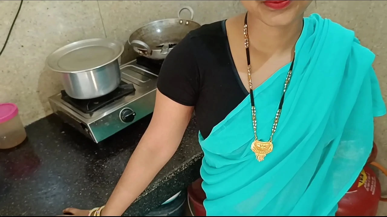 Newly married housewife was chatting with husband and getting fuck with step brother in kitchen in doggy style dirty hindi audio