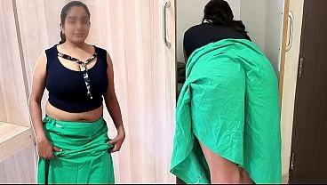 Romantic pleasure by lifting the skirt of Bhabhi who was keeping clothes in the cupboard both of us alone at home desi hindi audio