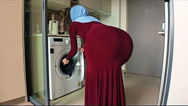 Step Mom in a hijab accidentally caught my naughty stare on her round ass