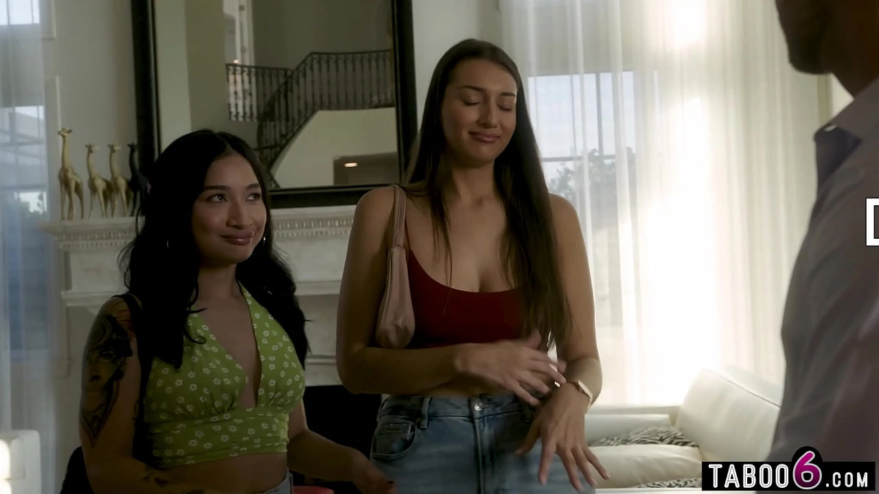 Stepsisters take a private tour of a celebritys home and fucked in it