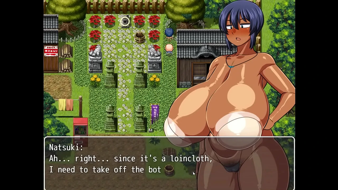 Tanned Girl Natsuki HENTAI Game Ep the village chief masturbate on her while she is changing in public