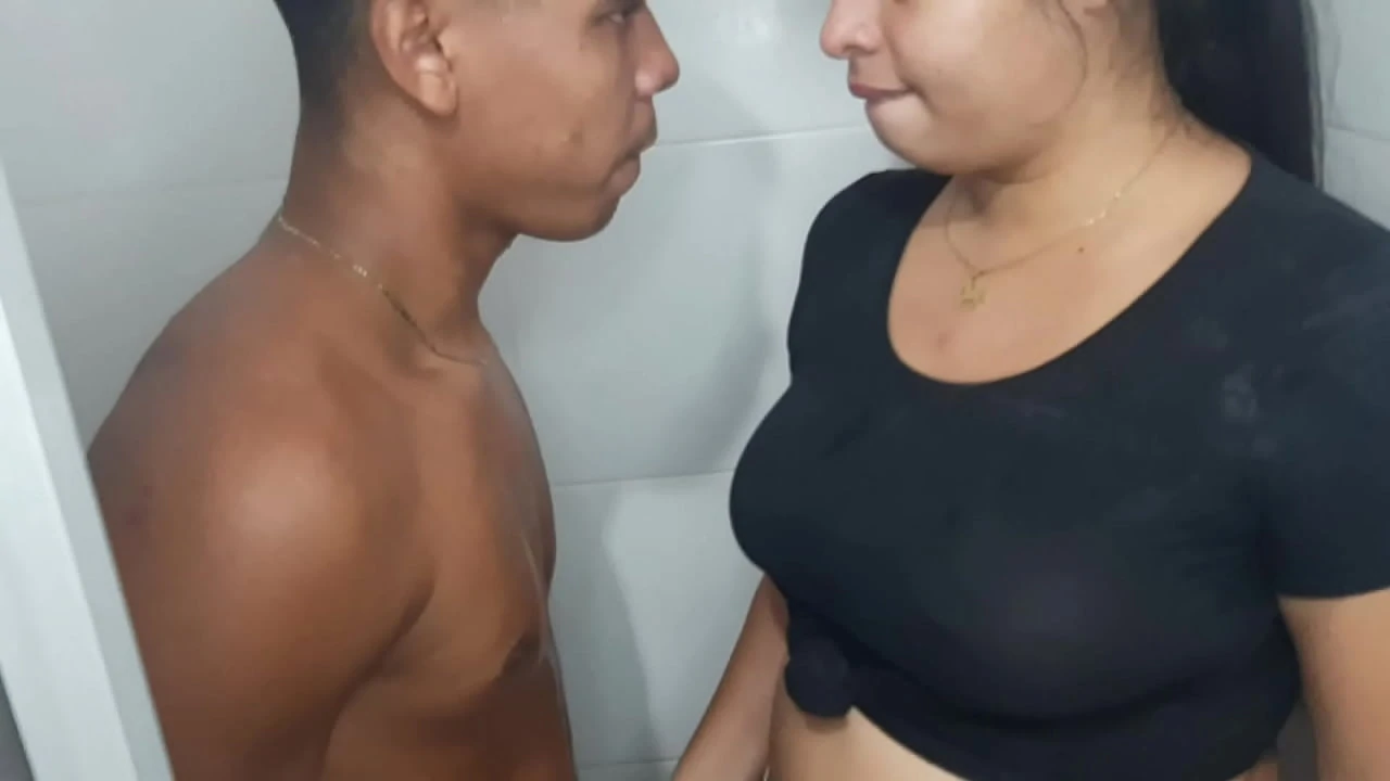The cleaning whore enters the bathroom while I m masturbating and gives me a handjob