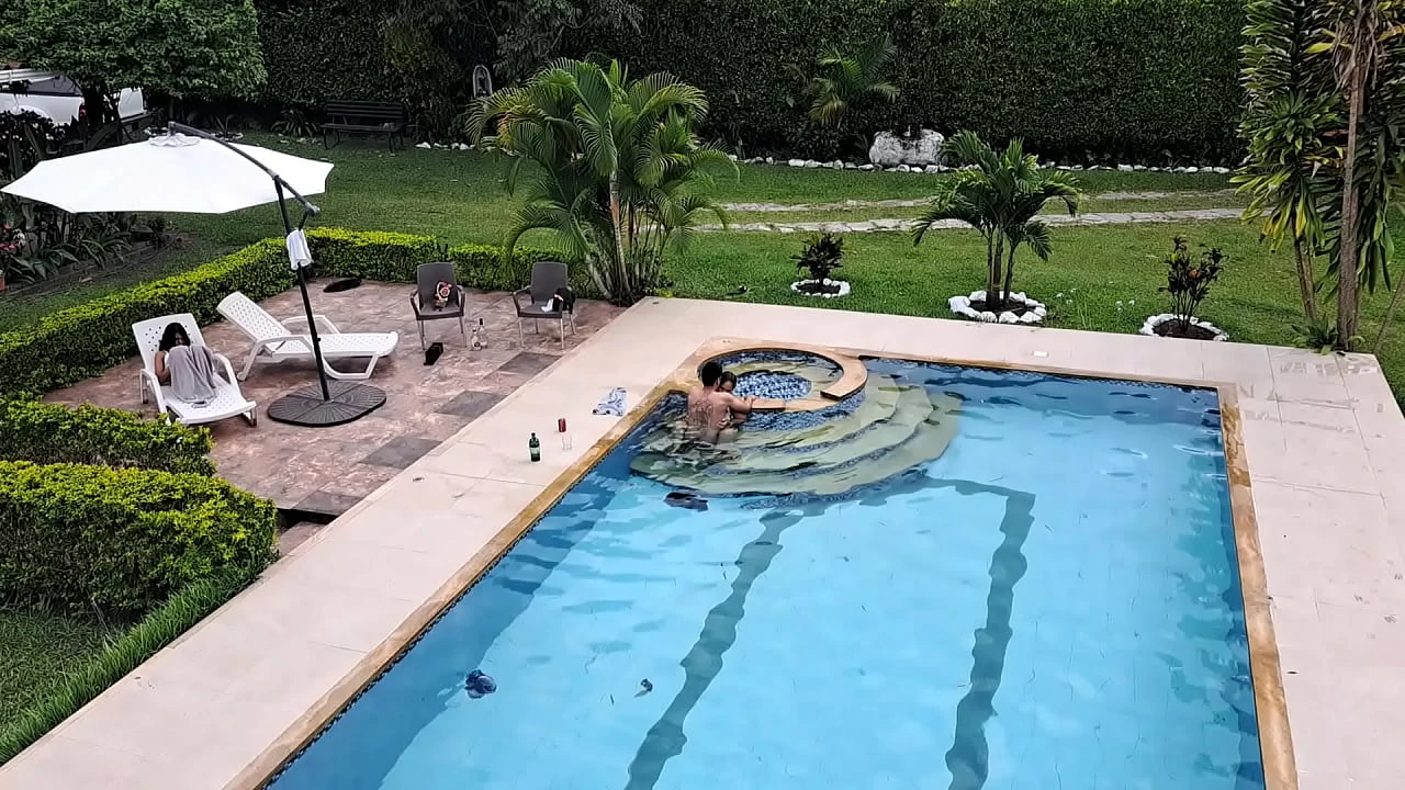 The party ends with a fuck in the pool Nobody notices what we do